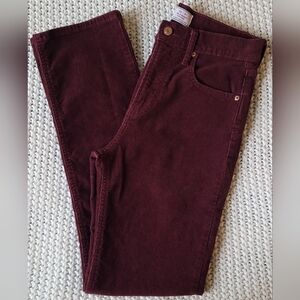 GAP "90s Straight High Rise" Corduroy Pants, Burgundy
